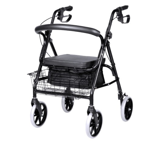 ROLATOR Z KOSZYKIEM CHODZIK Z SIEDZISKIEM HAMULCE CZTEROKOŁOWY SENIOR 136KG