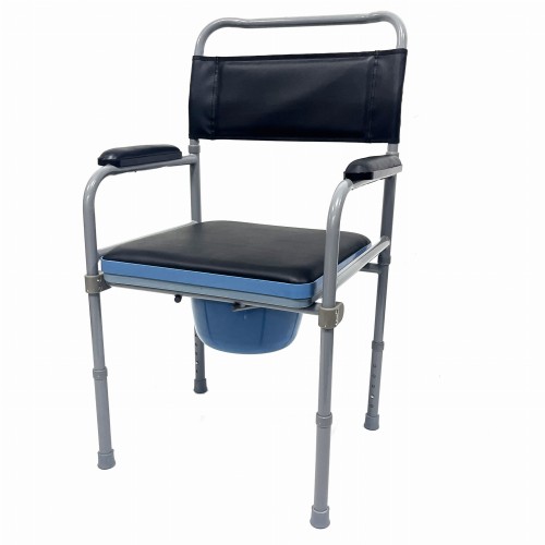 KRZESŁO TOALETOWE Z REGULACJĄ WYSOKOŚCI TAPIECEROWANE MIĘKKIE SIEDZISKO WC TOALETA