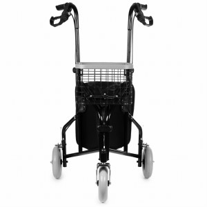 ChodzikTrójkołowy Aluminiowy Balkonik Rehabilitacyjny Z Torbą Dla Seniora Składany 